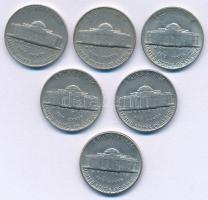 Amerikai Egyesült Államok 1964-1982. 5c Cu-Ni (6db/5xklf) T:XF-F közte karc, ph
USA 1964-1982. 5 Ce...