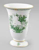 Herendi Indiai kosár mintás váza. Lapított szétnyíló vázatest, tagolt talapzatrészen, jelzett, hibátlan, m: 20,5 cm