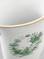 Herendi Indiai kosár mintás váza. Lapított szétnyíló vázatest, tagolt talapzatrészen, jelzett, hibát...