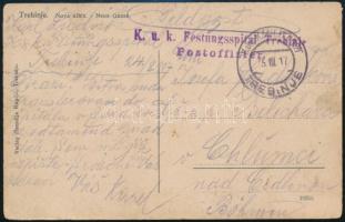 1917 Képeslap (Trebinje) K.u.k. Festungsspital Trebinje Postoffizier