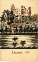 ~1910 Pozsony, Pressburg, Bratislava; vár. Kézzel festett / castle. hand-painted (fl)