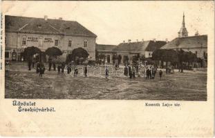 1901 Érsekújvár, Nové Zámky; Kossuth Lajos tér, Szálloda az Arany Oroszlánhoz, üzletek. Conlegner J. és fia kiadása / square, hotel, shops (fa)