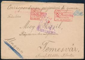 1917 Hadifogoly levél olasz hadifogságból, Asinara-ból (Szamár-sziget), Temesvárra küldve, tartalommal