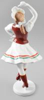 Hollóházi néptáncos lány. Jelzett, hibátlan (alátámasztási mázhibával), m: 30,5 cm