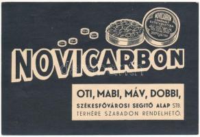 1939 Novicarbon reklámlap. Viktória gyógyszertár, Budapest, Erzsébet körút 23. / Hungarian medicine advertisement (fl)