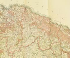 cca 1996 A Magyar Állam összes erdőségeinek átnézeti térképe, 12 szelvényből álló, nagy méretű repri...