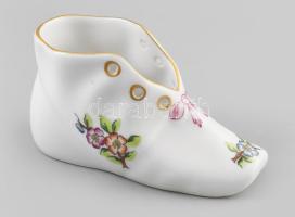 Herend virágmintás cipő. Jelzett, kézzel festett, hibátlan, h: 10,5 cm
