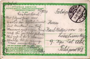 1917 Offizielle Karte für Rotes Kreuz, Kriegsfürsorgeamt, Kriegshilfsbüro Nr. 576. Aus dem goldenen ...