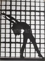 Kútvölgyi Mihály (1944-2023): A mozdulat, Kútvölgyi Mihály fotóművészeti alkotása, fotó kartonon, a hátoldalán feliratozva, a művész pecsétjével jelzett, a sarkain sérülésekkel, 38x27 cm