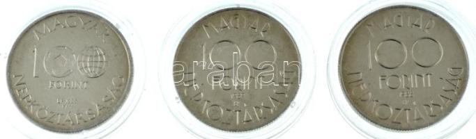 1985-1989. 100Ft Cu-Ni "Labdarúgó VB" kapszulában (3xklf) T:BU patina