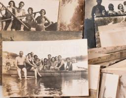 cca 1929 Mindszent, Tisza-part, strandolók, fürdőház, stb., össz. 36 db fotó, hátoldalukon albumba r...