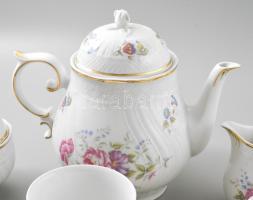 Hollóházi Hajnalka mintás 6 személyes porcelán kávés készlet. Kézzel festett, jelzett, kis kopással,...