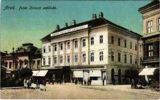 1913 Arad, Fehér Kereszt szálloda, Braun Gusztáv kávéház, Neuman üzlete. Juhász és társa kiadása / hotel, cafe, shops