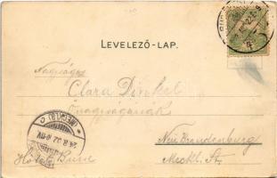 1902 Budapest V. Gundel János féle István főherceg szálloda reklámlapja, villamos, kávéház, sörház. ...