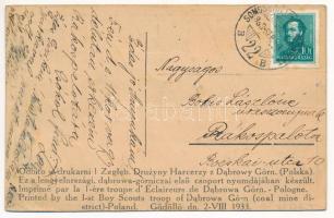 1933 Jamboree. Polska Zaglebie Dabrowskie / Polish scout art postcard, Dabrowa Basin / Ez a lengyelo...