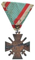 1942. "Tűzkereszt I. fokozata" oxidált hadifém kitüntetés mellszalaggal T:XF,VF patina Hun...