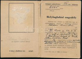 1947 Helyfoglalási engedély a Bp. XII. Krisztina körút és Csaba utca sarkán déligyümölcs és cukorka ...