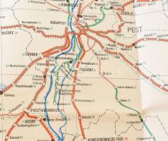 1988 Magyarország vasúti térképe, 80x117 cm, kis lyuk, folt