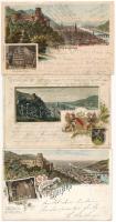 43 db RÉGI hosszú címzéses német litho képeslap vegyes minőségben: Mannheim és Heidelberg / 43 pre-1910 German litho town-view postcards in mixed quality: Mannheim and Heidelberg