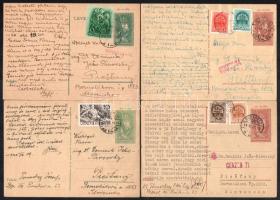 46 db levelezőlap főleg Pöstyénbe, nagyon sok díjjegyessel, közte díjkiegészítések, cenzúrák