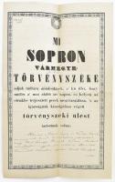 1850 Sopron vármegye törvényszéke által írt jegyzőkönyv, magyar és német nyelven, felzetes viaszpecséttel