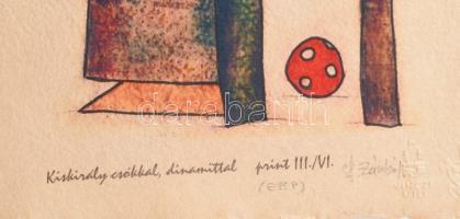 ef.Zámbó (efZámbó) István (1950-): Kiskirály csókkal, dinamittal. Egyedi beavatkozású print (Ebp), m...