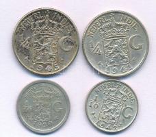 Holland Kelet-India 1920. 1/10G Ag + 1941. 1/4G Ag + 1942S 1/10G Ag + 1945S 1/4G Ag T:XF,VF patina N...