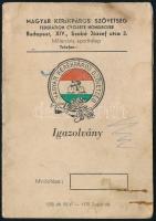 1958 Magyar Kerékpáros Szövetség fényképes igazolványa, Zuglói HSC versenyzője részére, néhány bejeg...