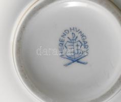 Herendi lilavirágos bonbonier. Jelzett, ragasztott fedővel, d: 8 cm