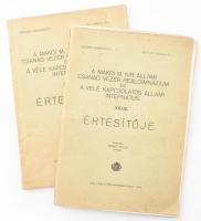 1928-1929 A makói M. Kir. Állami Csanád Vezér Reálgimnázium és a vele kapcsolatos állami internátus értesítője, 2 db