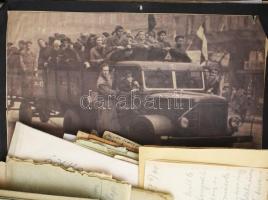 cca 1920-1980 vegyes nagy papírrégiség, okmány, nyomtatvány, modern képeslap és fotó stb. tétel, köz...