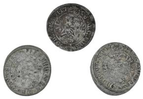 Német Államok 1698-1708. 3db-os 3kr Ag tétel, közte Német Államok / Szilézia 1699CB 3kr Ag "I. ...