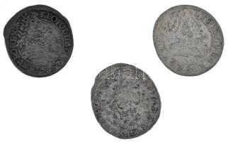 1695-1696-1703. Poltura Ag I. Lipót (3xklf) T:VF,F patina