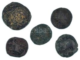 Római Birodalom 5db-os bronz érmetétel, benne As, Dupondius és Sestertius T:F,VG Roman Empire 5pcs bronze coin lot, within As, Dupondius and Sestertius C:F,VG