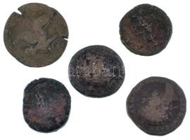 Római Birodalom 5db-os bronz érmetétel, benne As, Dupondius és Sestertius T:F,VG Roman Empire 5pcs bronze coin lot, within As, Dupondius and Sestertius C:F,VG