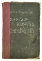 Móra Ferencné szakácskönyve. 14 színes és 5 fekete képmelléklettel. Bp.,1928, Enciklopédia Rt., 297 p.+14 (színes képtáblák) + 5 (fekete-fehér képtáblák) t. Átkötött félvászon-kötés, kopott borítóval, sérült gerinccel, foltos lapokkal, bejelölésekkel, rossz állapotban.