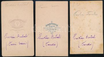 cca 1870 Puskás Tivadar (1844-1893) mérnök rokonainak portréi, össz. 3 db keményhátú fotó: Puskás An...