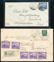 Olaszország 1940 2 db levél (egyik ajánlott) a Vasútjubileum sor bélyegeivel Innsbruckba