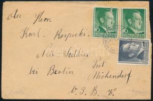 Generalgouvernement ~1944 Levél 3 db bélyeggel Berlinbe küldve + a hátoldalon még egy bélyeg bélyegzés nélkül