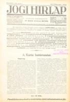 1934 A Jogi hírlap c. folyóirat, szerk: Dr. Boda Gyula ügyvéd, VIII. évfolyamának számai bekötve, egészászon kötésben 400 p + tárgymutató