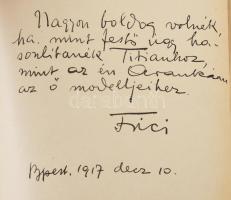 cca 1895-1917 Régi emlékkönyv, számos bejegyzéssel, közte Frank Frigyes (1890-1976) festőművész sajá...