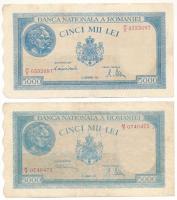 Románia 1944. 5000L (2x) T:F Romania 1944. 5000 Lei (2x) C:F Krause P#56a