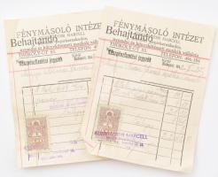 1942 Bp., Kunstädter Marcell fénymásoló intézet "behajtandó" 2 db számla