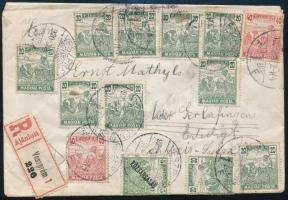 1920 Ajánlott levél 25 db bélyeggel bérmentesítve Svájcba