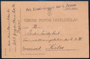 1917 Tábori posta levelezőlap Art. Ersatz-Gruppe der 1. Armee