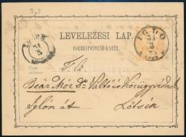 1874 2kr díjjegyes levelezőlap IGLÓ / SZEPES M.