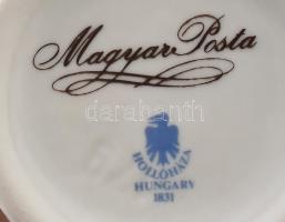 5 db Hollóházi porcelán Magyar Posta emlékkorsó. Matricás, jelzett, hibátlan, m: 11 cm