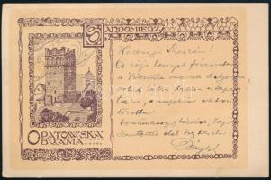 1916 Déry Béla (1868-1932) festőművész, a Nemzeti Szalon igazgatójának saját kezűleg megírt képeslap...