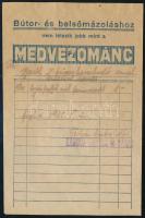 1931 Reichhold és Boeking Győri Lakkgyár számolócédula / jegyzék / illusztrált reklámlap a gyár ismert termékeivel: Emolin zománc, Medve Zománc, Medve Padlólakk, Oxylin szórólakk, 10x15cm