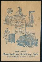 1931 Reichhold és Boeking Győri Lakkgyár számolócédula / jegyzék / illusztrált reklámlap a gyár isme...